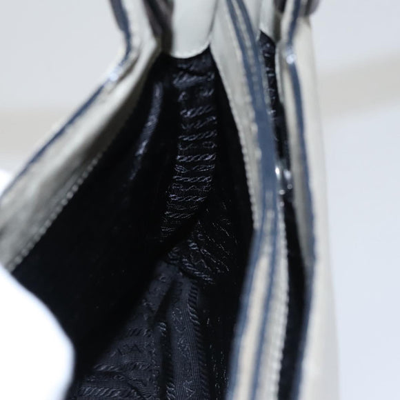 PRADA Shoulder Bag Leather Plastic Gray Dark Brown Auth bs21988