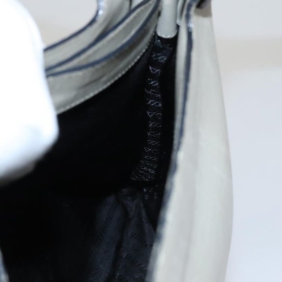 PRADA Shoulder Bag Leather Plastic Gray Dark Brown Auth bs21988