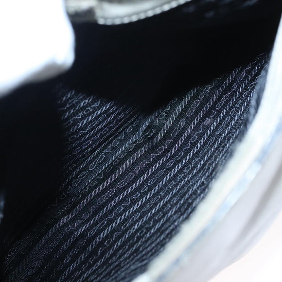 PRADA Shoulder Bag Leather Plastic Gray Dark Brown Auth bs21988