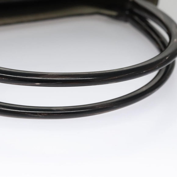 PRADA Shoulder Bag Leather Plastic Gray Dark Brown Auth bs21988