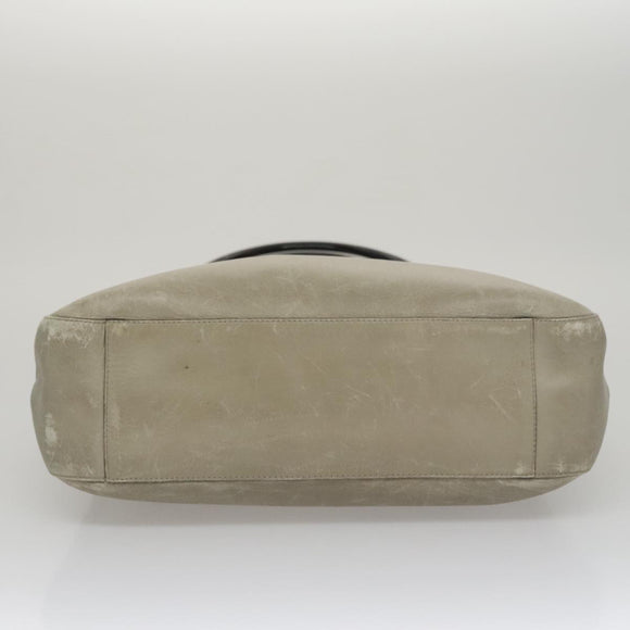 PRADA Shoulder Bag Leather Plastic Gray Dark Brown Auth bs21988