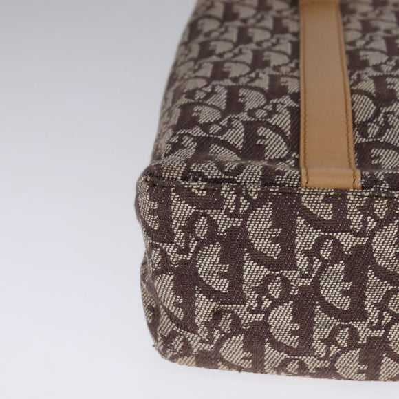 Christian Dior Trotter Canvas Hand Bag Brown Gold Auth bs21990