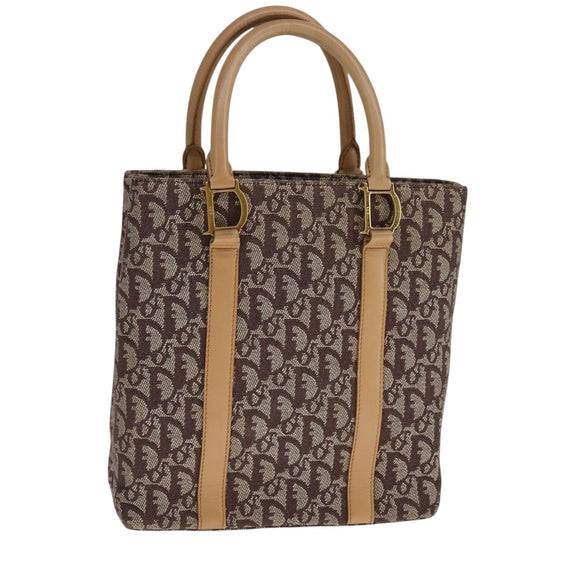 Christian Dior Trotter Canvas Hand Bag Brown Gold Auth bs21990