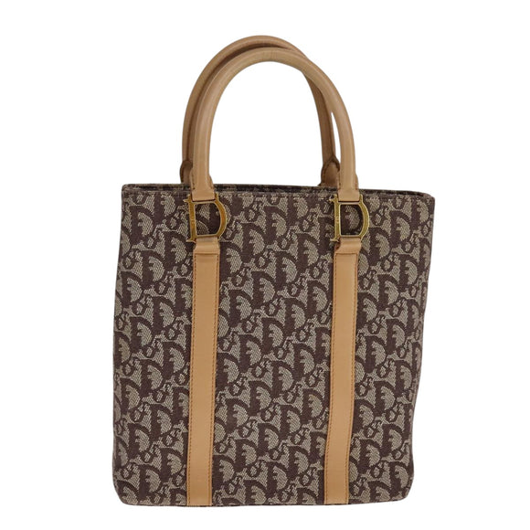 Christian Dior Trotter Canvas Hand Bag Brown Gold Auth bs21990