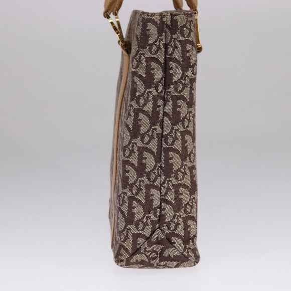 Christian Dior Trotter Canvas Hand Bag Brown Gold Auth bs21990