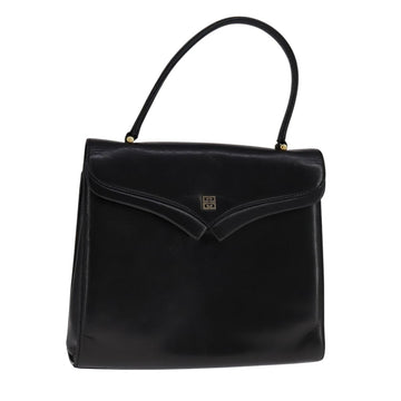 GIVENCHY Hand Bag Leather Black Gold Auth bs21995