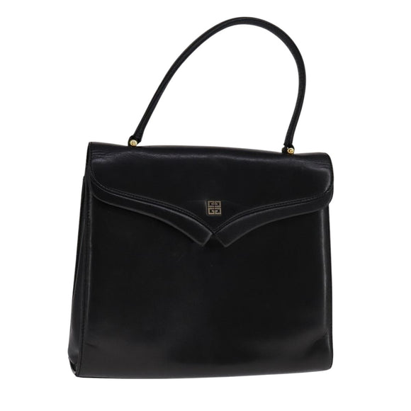 GIVENCHY Hand Bag Leather Black Gold Auth bs21995
