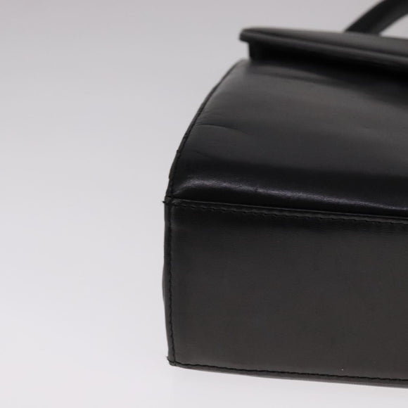 GIVENCHY Hand Bag Leather Black Gold Auth bs21995