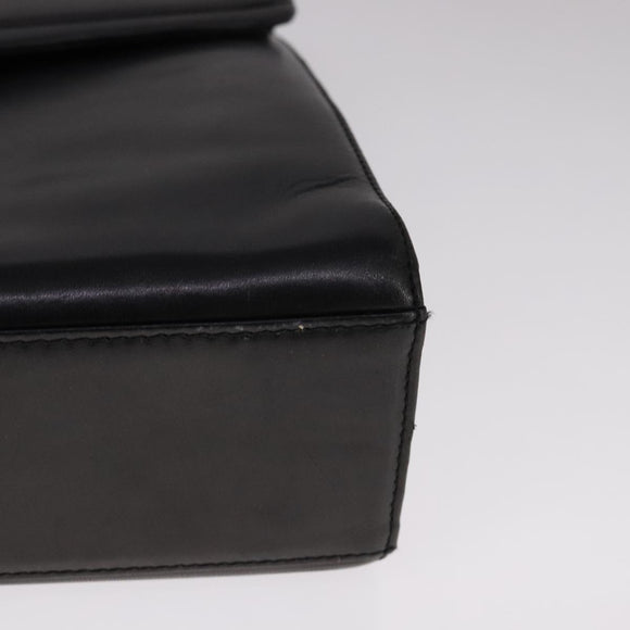 GIVENCHY Hand Bag Leather Black Gold Auth bs21995