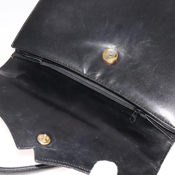 GIVENCHY Hand Bag Leather Black Gold Auth bs21995