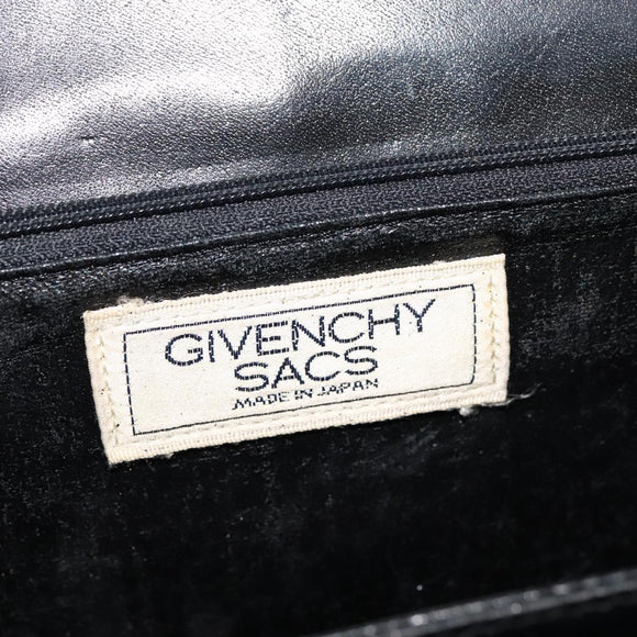GIVENCHY Hand Bag Leather Black Gold Auth bs21995