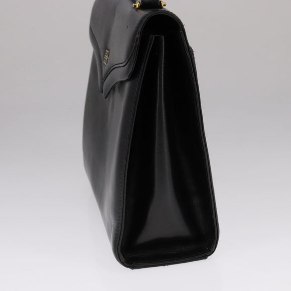 GIVENCHY Hand Bag Leather Black Gold Auth bs21995