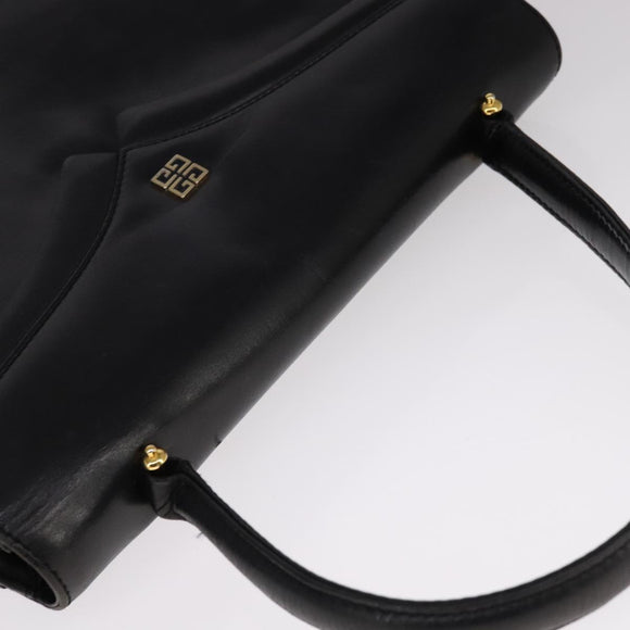 GIVENCHY Hand Bag Leather Black Gold Auth bs21995