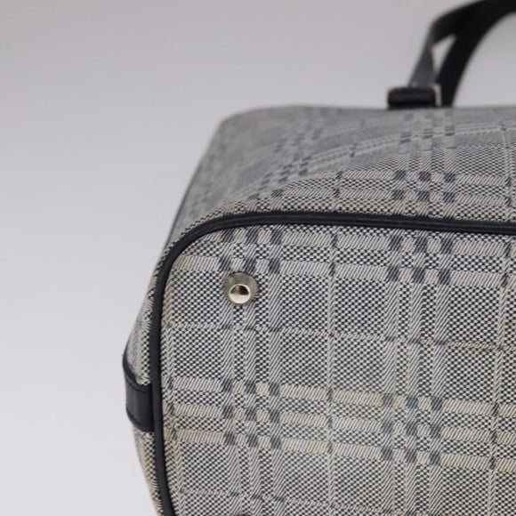 BURBERRY Nova Check Tote Bag Canvas Leather Gray Silver Auth bs21996