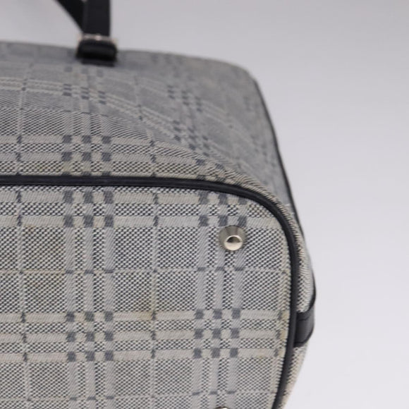 BURBERRY Nova Check Tote Bag Canvas Leather Gray Silver Auth bs21996