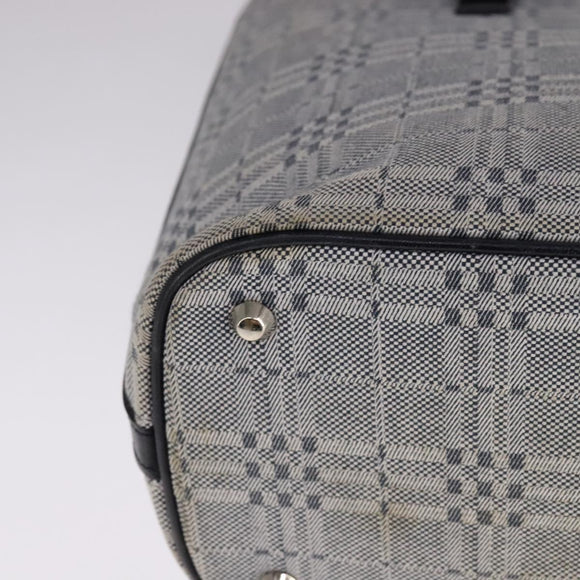 BURBERRY Nova Check Tote Bag Canvas Leather Gray Silver Auth bs21996