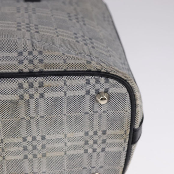 BURBERRY Nova Check Tote Bag Canvas Leather Gray Silver Auth bs21996