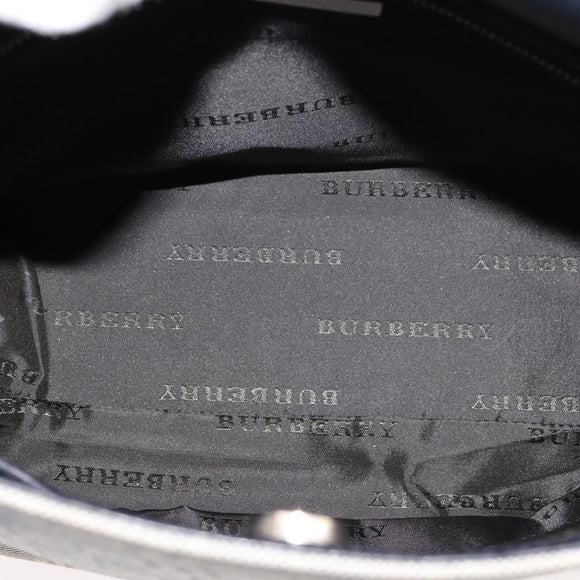 BURBERRY Nova Check Tote Bag Canvas Leather Gray Silver Auth bs21996