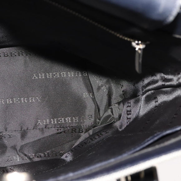 BURBERRY Nova Check Tote Bag Canvas Leather Gray Silver Auth bs21996