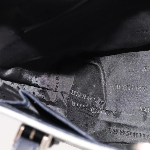 BURBERRY Nova Check Tote Bag Canvas Leather Gray Silver Auth bs21996