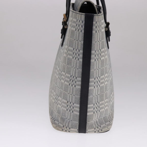 BURBERRY Nova Check Tote Bag Canvas Leather Gray Silver Auth bs21996