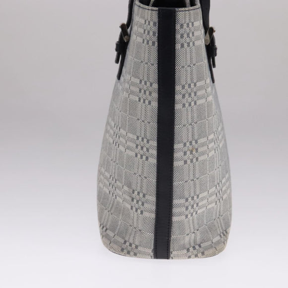 BURBERRY Nova Check Tote Bag Canvas Leather Gray Silver Auth bs21996