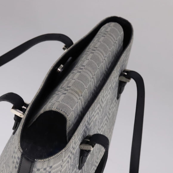 BURBERRY Nova Check Tote Bag Canvas Leather Gray Silver Auth bs21996