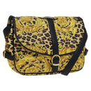 Gianni Versace Shoulder Bag PVC Leather Yellow Black gold Auth bs21999-1