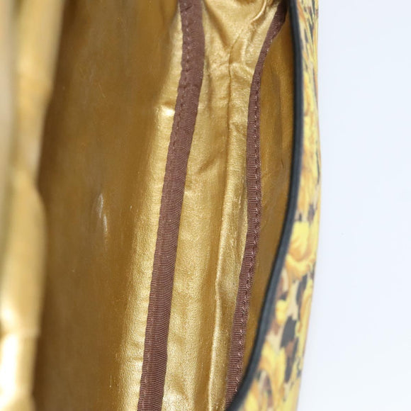 Gianni Versace Shoulder Bag PVC Leather Yellow Black gold Auth bs21999