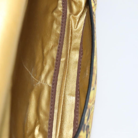 Gianni Versace Shoulder Bag PVC Leather Yellow Black gold Auth bs21999