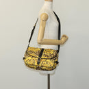 Gianni Versace Shoulder Bag PVC Leather Yellow Black gold Auth bs21999-24