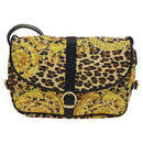 Gianni Versace Shoulder Bag PVC Leather Yellow Black gold Auth bs21999-3