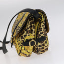 Gianni Versace Shoulder Bag PVC Leather Yellow Black gold Auth bs21999-4