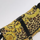 Gianni Versace Shoulder Bag PVC Leather Yellow Black gold Auth bs21999-6