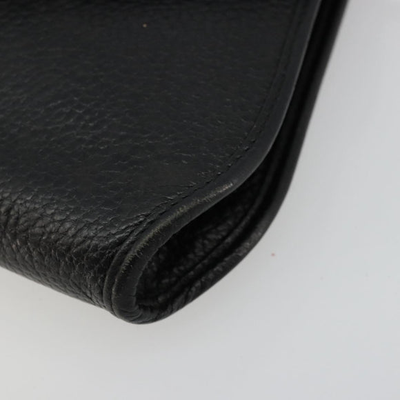 Christian Dior Shoulder Bag Leather Black Brown gold Auth bs22002