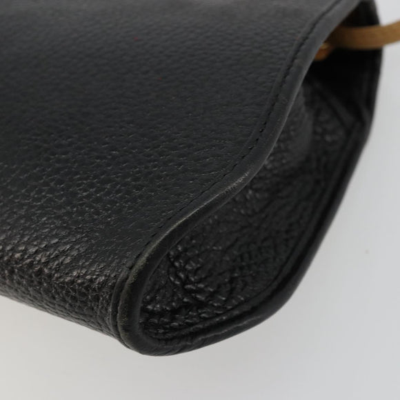 Christian Dior Shoulder Bag Leather Black Brown gold Auth bs22002