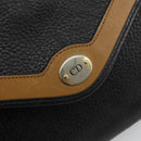 Christian Dior Shoulder Bag Leather Black Brown gold Auth bs22002-10