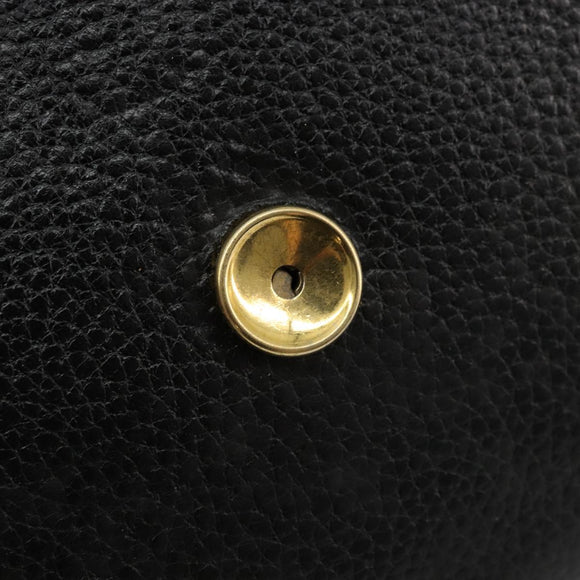 Christian Dior Shoulder Bag Leather Black Brown gold Auth bs22002