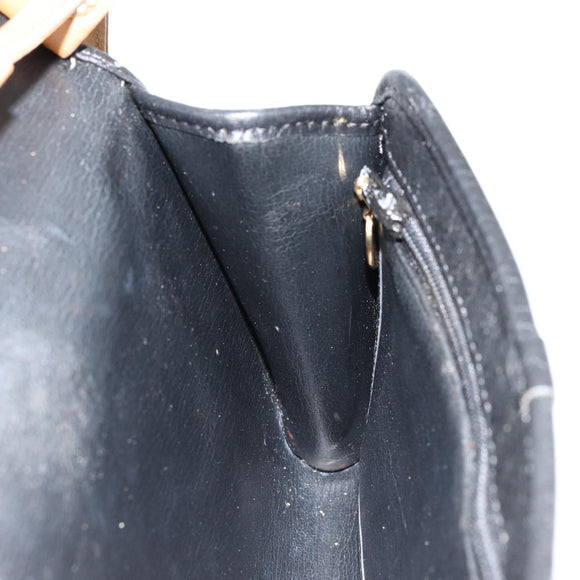 Christian Dior Shoulder Bag Leather Black Brown gold Auth bs22002