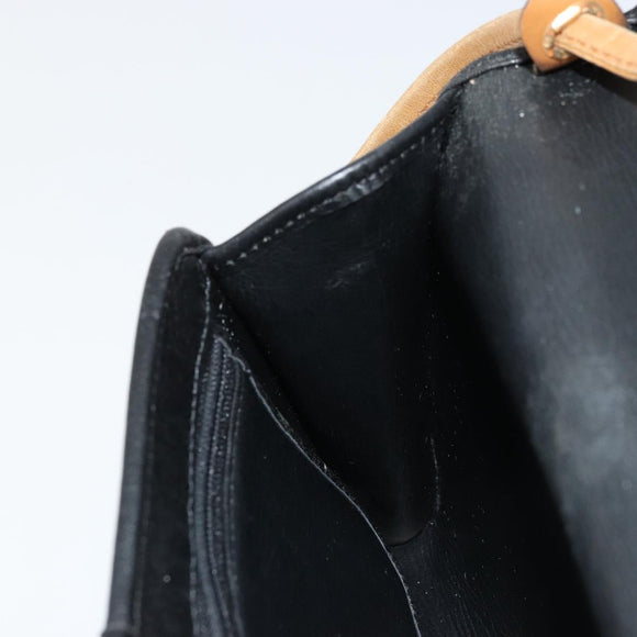 Christian Dior Shoulder Bag Leather Black Brown gold Auth bs22002