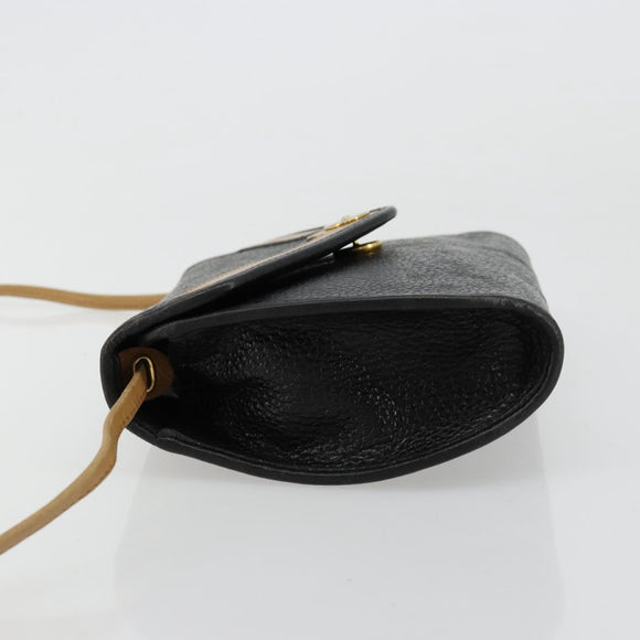 Christian Dior Shoulder Bag Leather Black Brown gold Auth bs22002