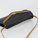Christian Dior Shoulder Bag Leather Black Brown gold Auth bs22002-6