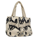 CHANEL Tote Bag Canvas White Black Silver CC Auth bs22011-1