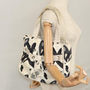 CHANEL Tote Bag Canvas White Black Silver CC Auth bs22011-23