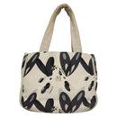 CHANEL Tote Bag Canvas White Black Silver CC Auth bs22011-2