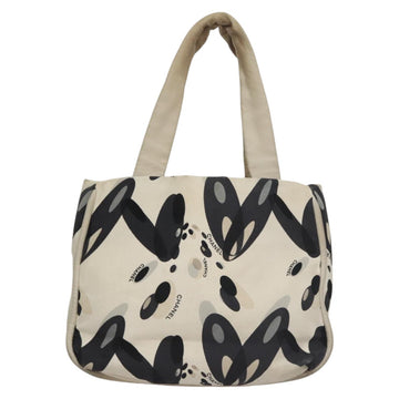 CHANEL Tote Bag Canvas White Black Silver CC Auth bs22011 - 0