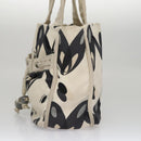 CHANEL Tote Bag Canvas White Black Silver CC Auth bs22011-3