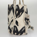 CHANEL Tote Bag Canvas White Black Silver CC Auth bs22011-4