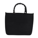 GUCCI Bamboo Hand Bag Nylon 2way Black Silver 000 1998 0588 Auth bs22015-13