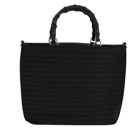 GUCCI Bamboo Hand Bag Nylon 2way Black Silver 000 1998 0588 Auth bs22015 - 0